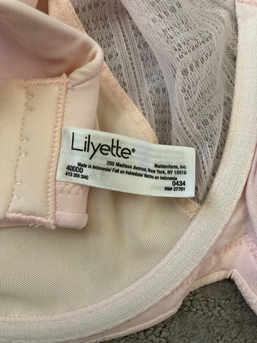 LILYETTE Enchantment light pink unlined bra, 40DDD.